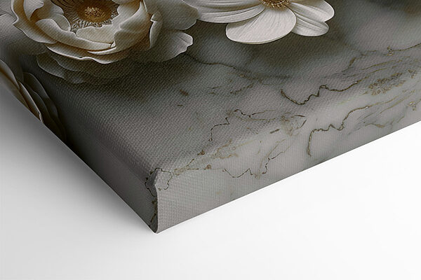 Group of white flowers on a marble surface Group of white flowers on a marble surface
