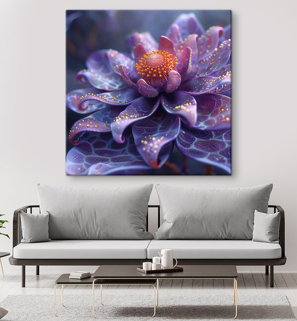 Purple flower with orange dots Purple flower with orange dots