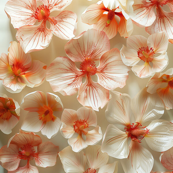 Group of white and red flowers Group of white and red flowers