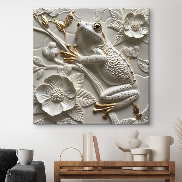 Decorative frog on floral design