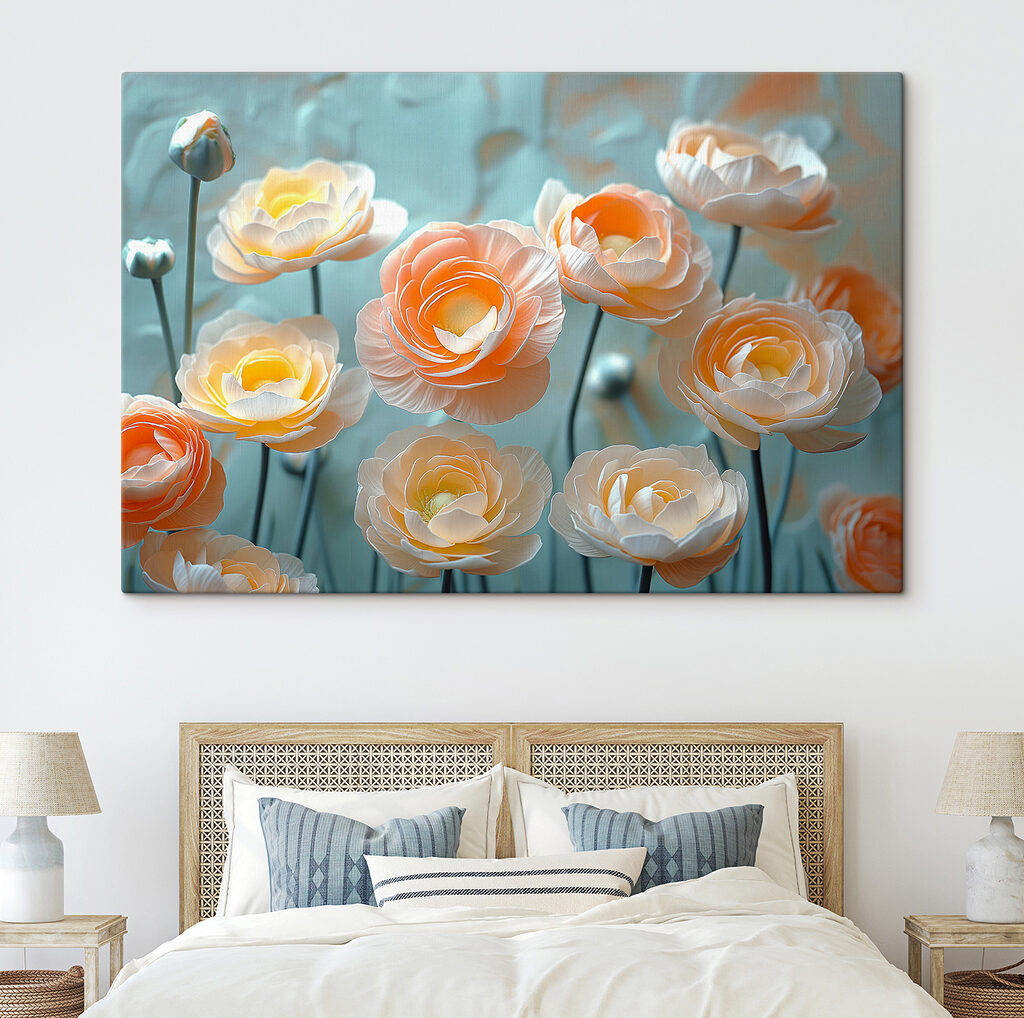 Group of white and orange flowers