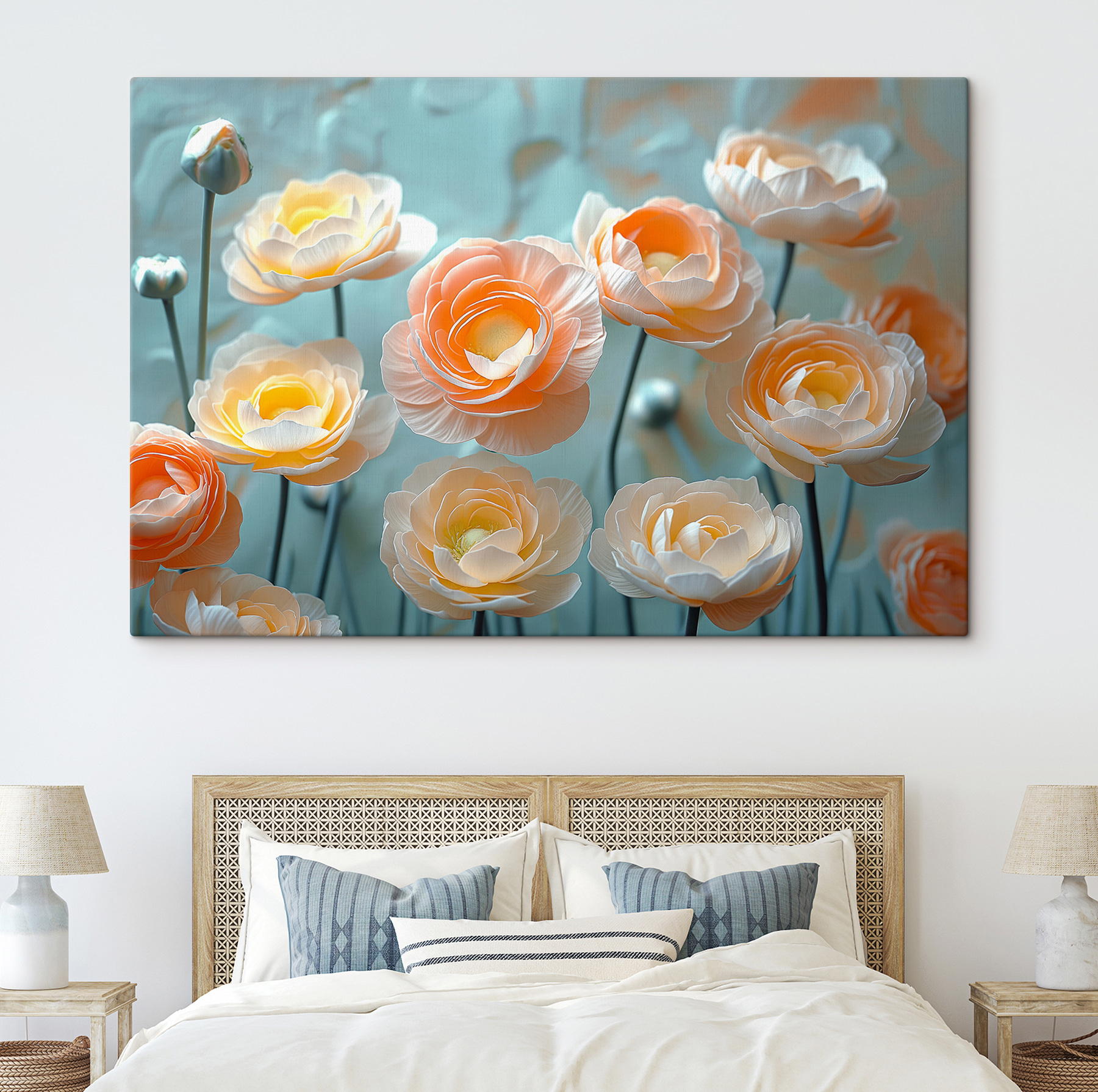 Group of white and orange flowers