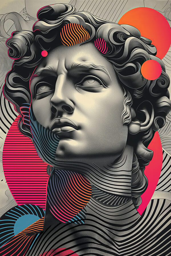 Head of a man with a colorful pattern Head of a man with a colorful pattern