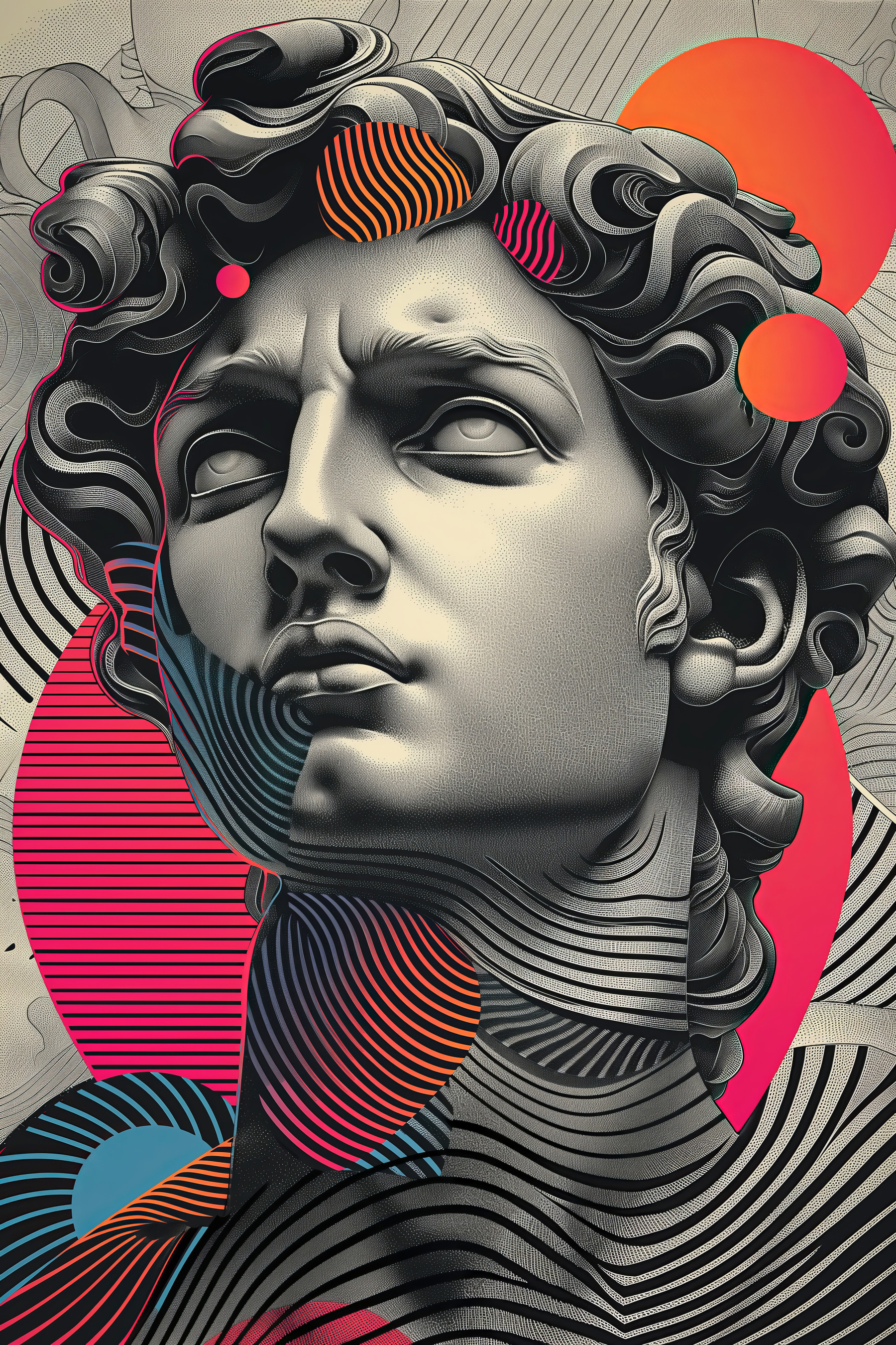 Head of a man with a colorful pattern Head of a man with a colorful pattern