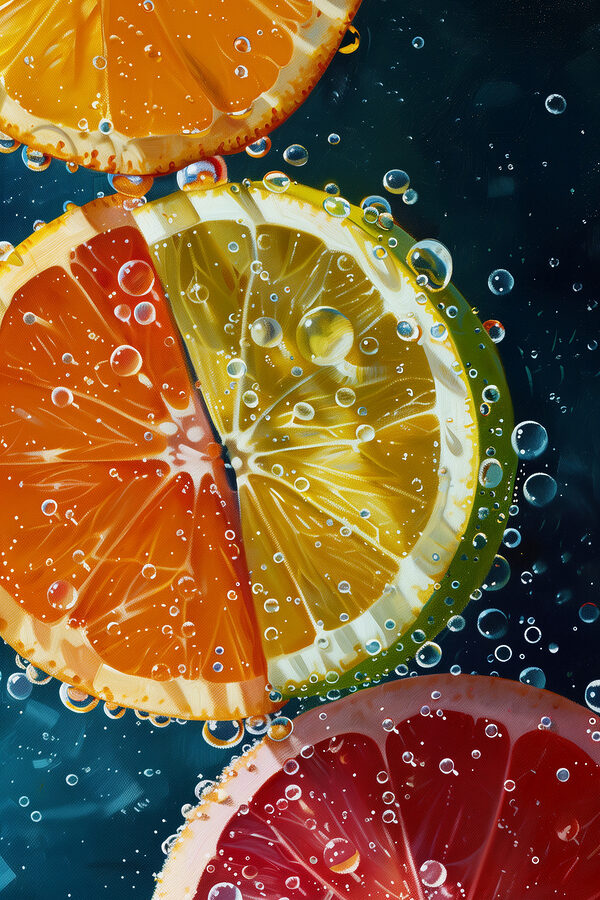 Close up of fruit slices in water Close up of fruit slices in water