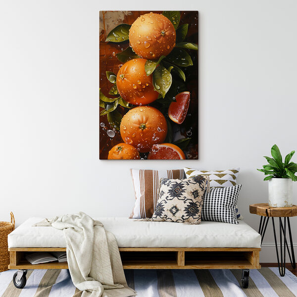 Cuadros Cuadros Ramo de naranjas con hojas y gajos de naranja (SKU: s39239)