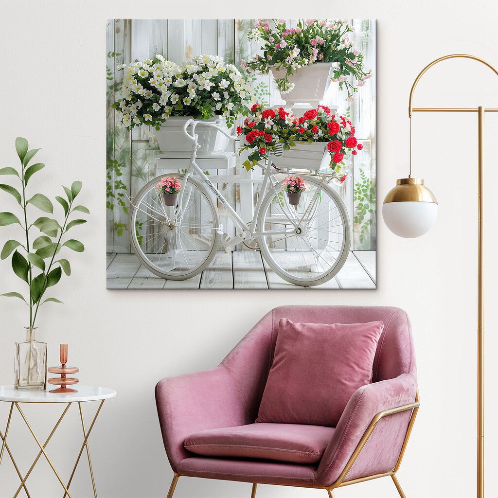 Bicycle with flowers in baskets