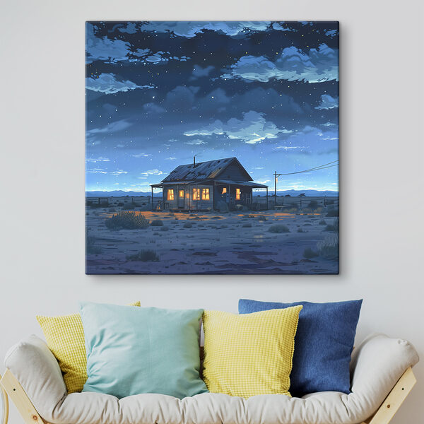 House in the desert at night