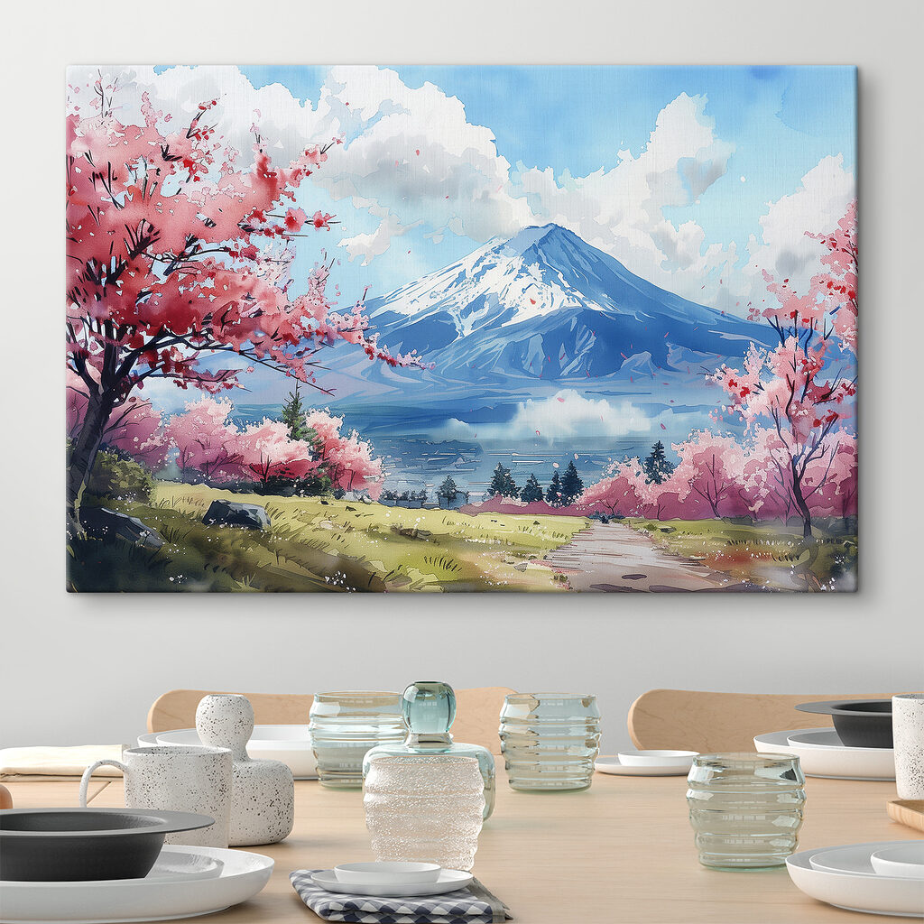 Mount Fuji with pink flowers Mount Fuji with pink flowers