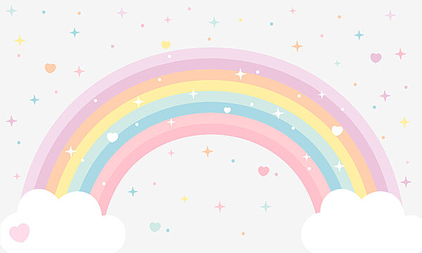 Arco iris con nubes y estrellas Arco iris con nubes y estrellas
