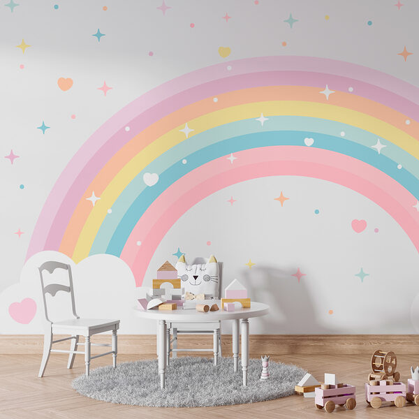 Arco iris con nubes y estrellas Arco iris con nubes y estrellas