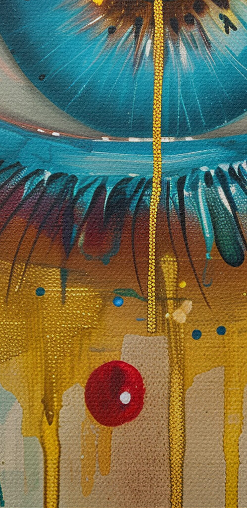 Painting of a woman's eye and cityscape Painting of a woman's eye and cityscape