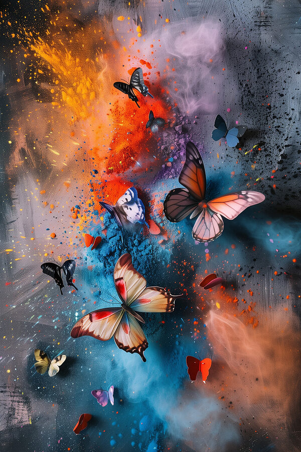 Butterflies flying butterflies in a colorful cloud Butterflies flying butterflies in a colorful cloud