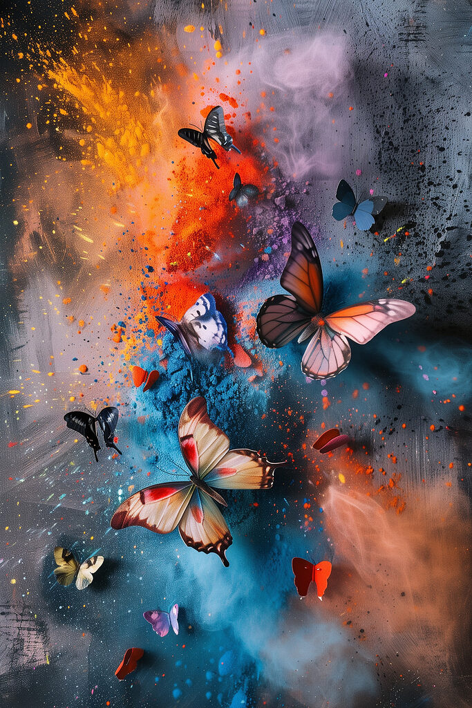 Butterflies flying butterflies in a colorful cloud Butterflies flying butterflies in a colorful cloud