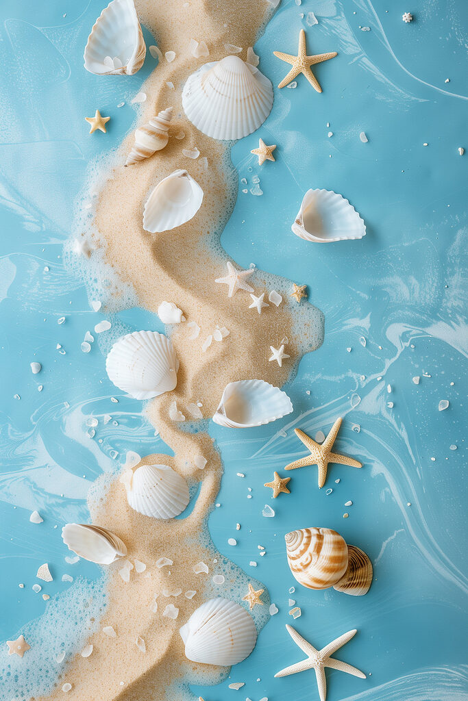 Group of shells and sand Group of shells and sand