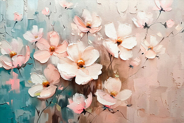 Painting of flowers on a wall Painting of flowers on a wall
