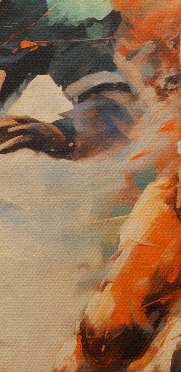 Painting of football players running with the ball Painting of football players running with the ball
