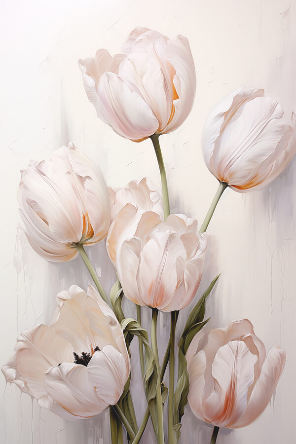 Painting of white tulips Painting of white tulips