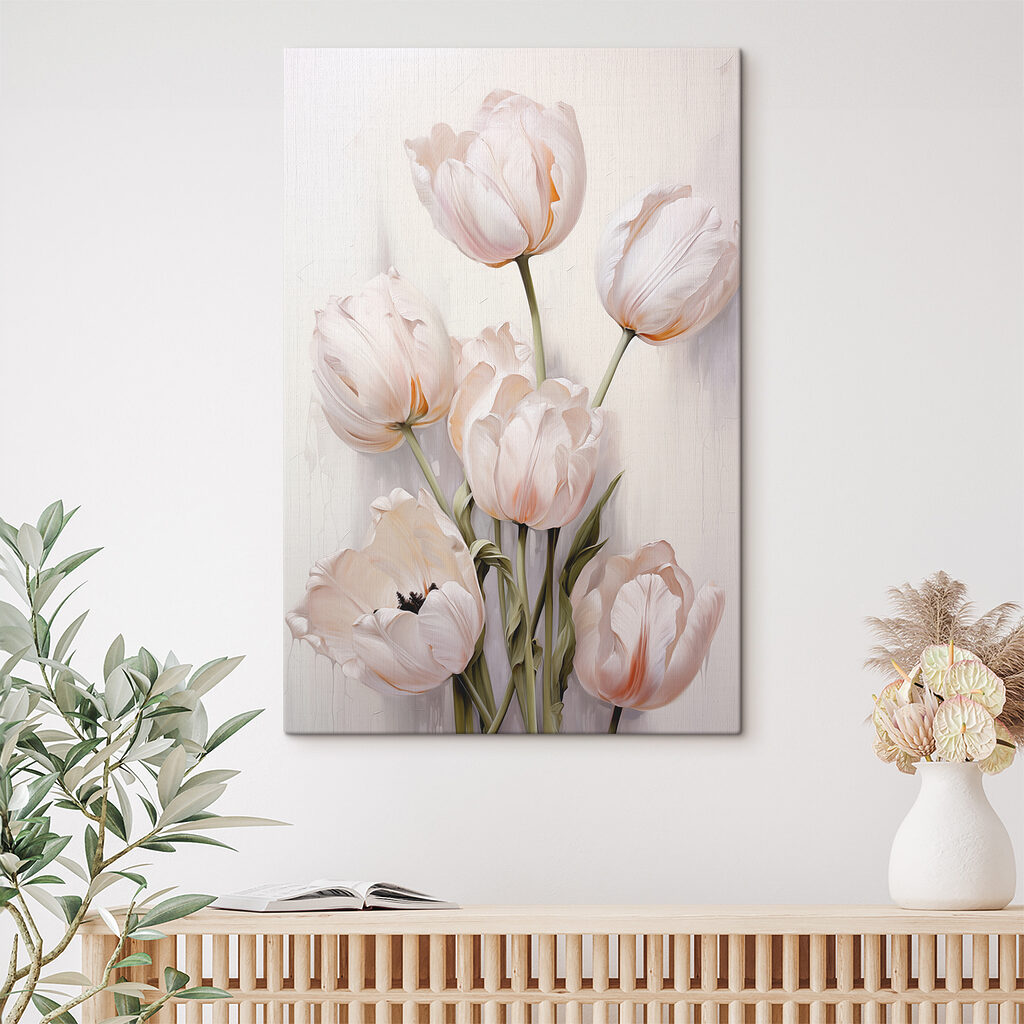 Painting of white tulips Painting of white tulips
