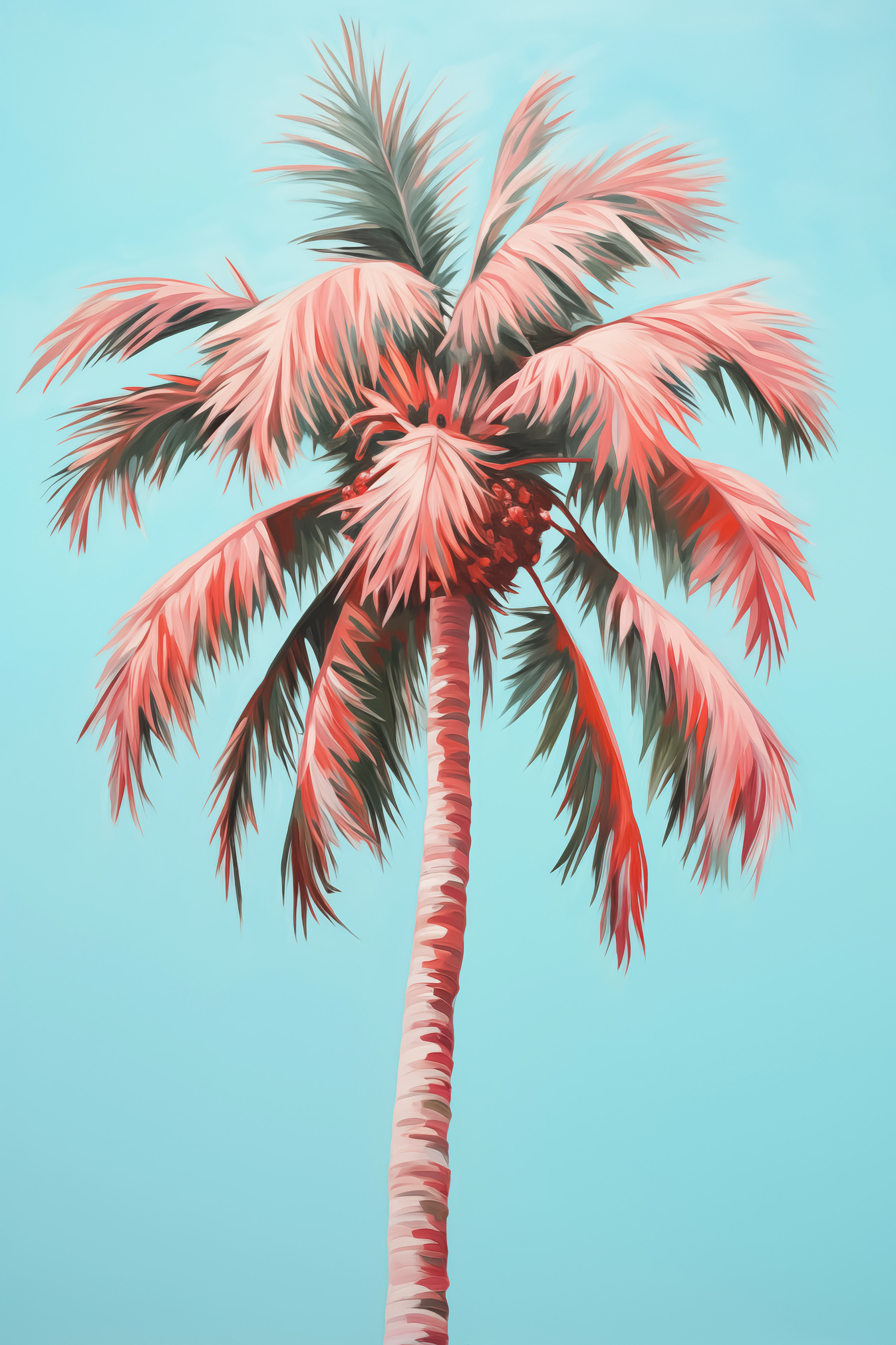 Palm tree with pink leaves Palm tree with pink leaves