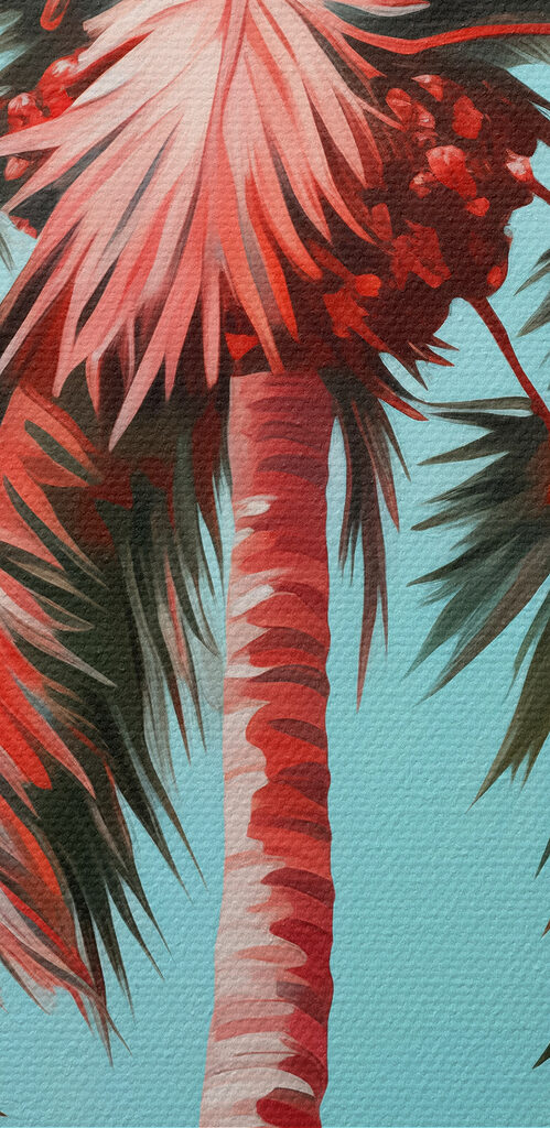 Palm tree with pink leaves Palm tree with pink leaves