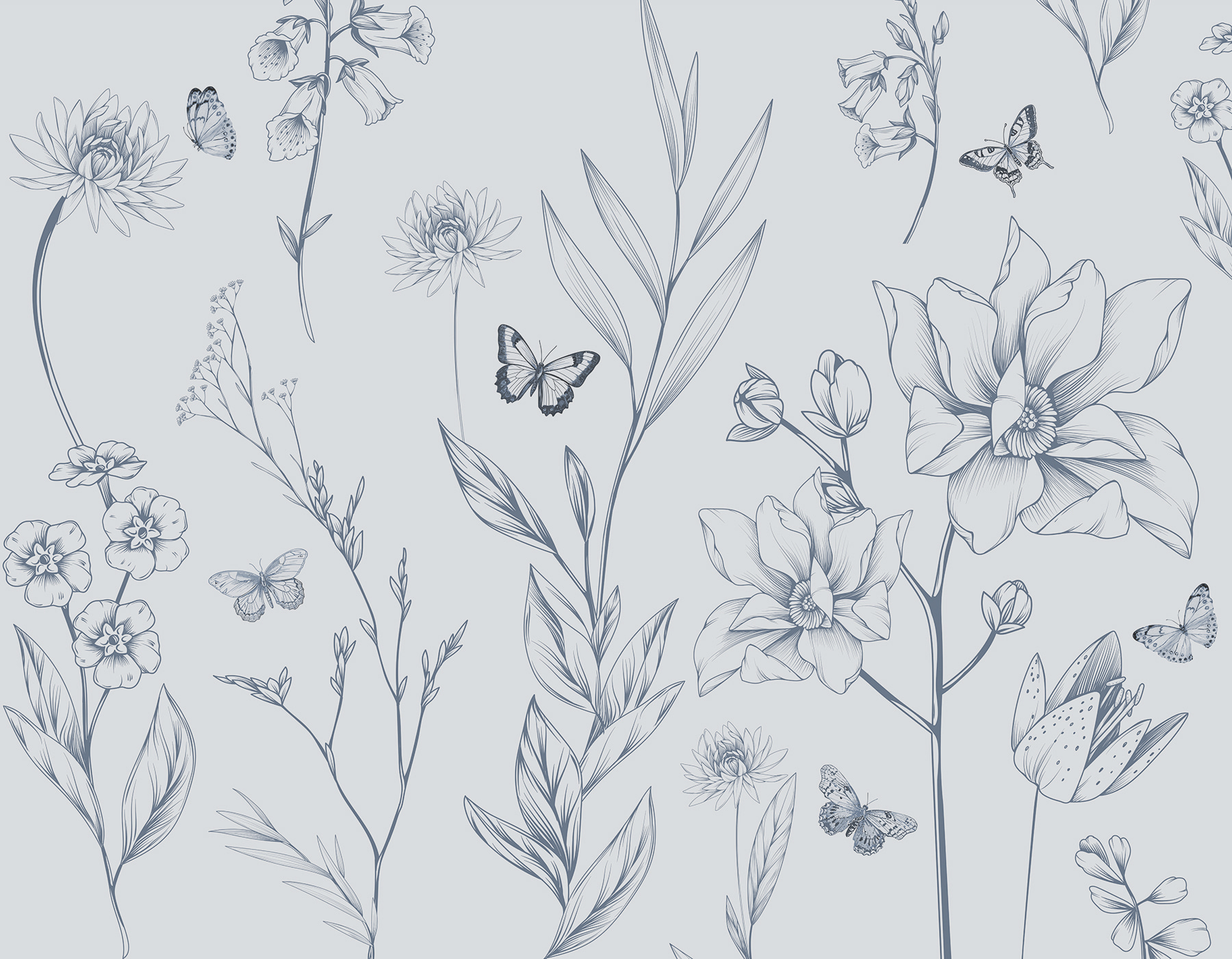 Drawing of flowers and butterflies