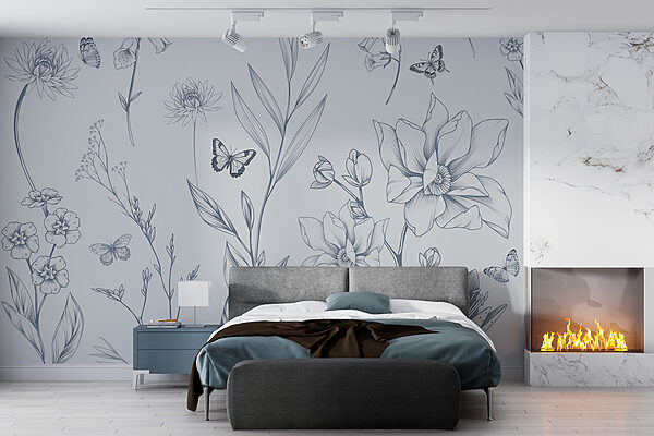 Dibujo de flores y mariposas Dibujo de flores y mariposas