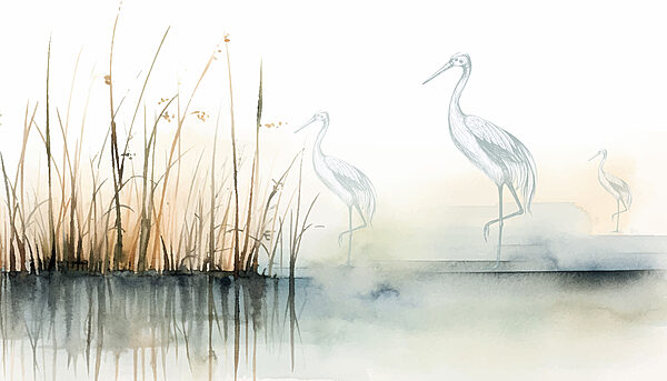 Dibujo de pájaros sobre el agua Dibujo de pájaros sobre el agua