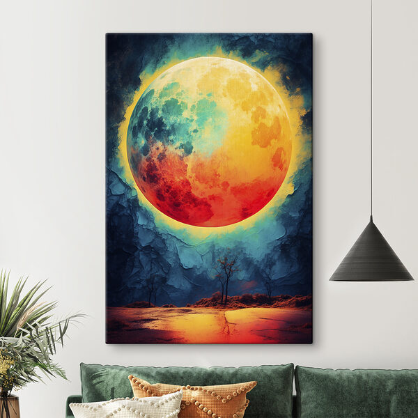 Red and yellow moon in the sky Red and yellow moon in the sky