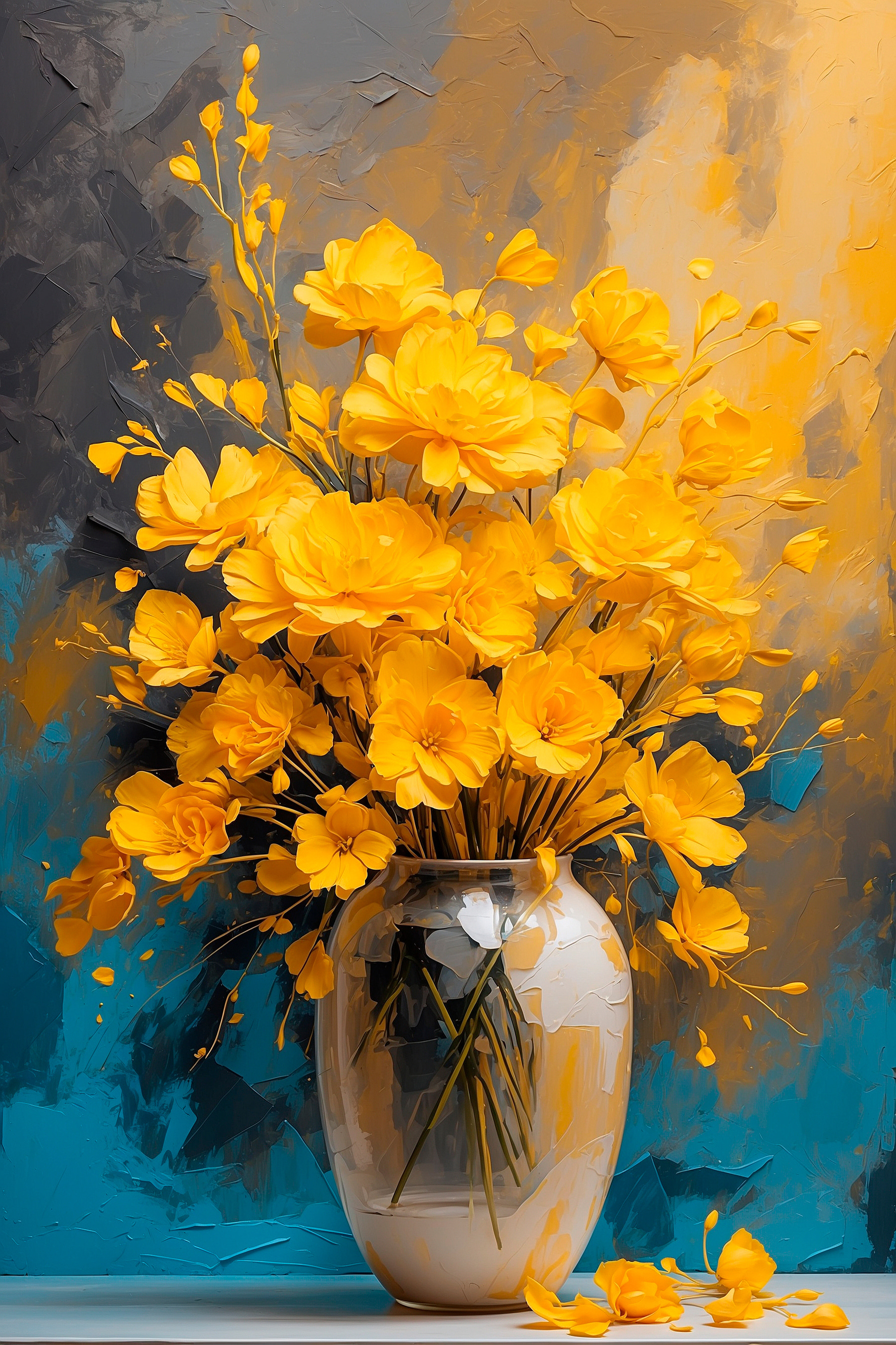 Vase with yellow flowers Vase with yellow flowers