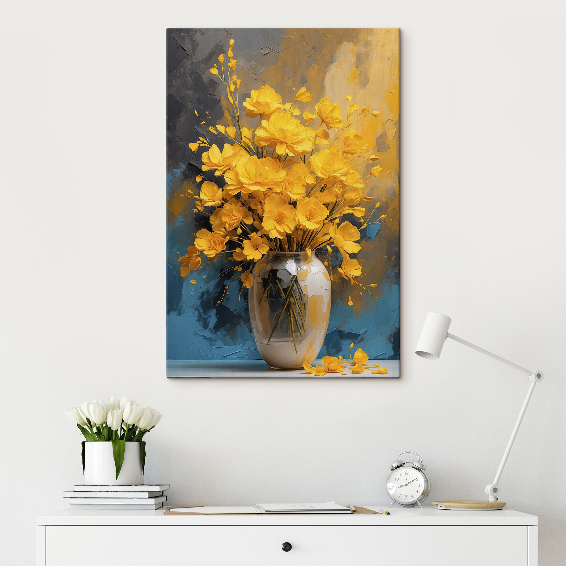 Vase with yellow flowers Vase with yellow flowers
