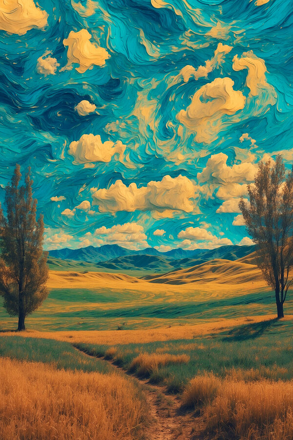Landscape with trees and hills Landscape with trees and hills