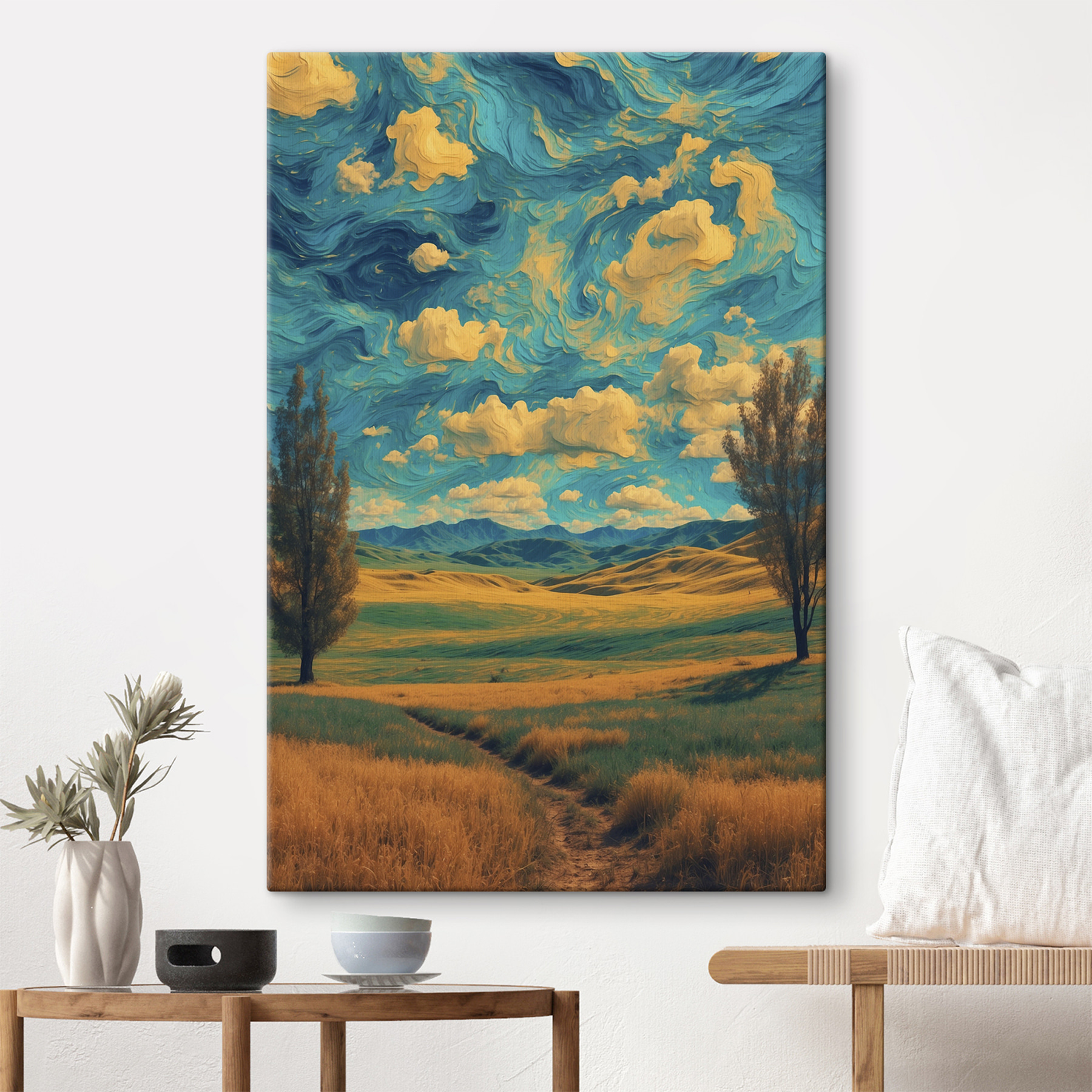 Landscape with trees and hills Landscape with trees and hills