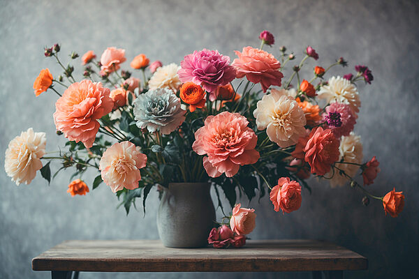 Vase of flowers on a table Vase of flowers on a table