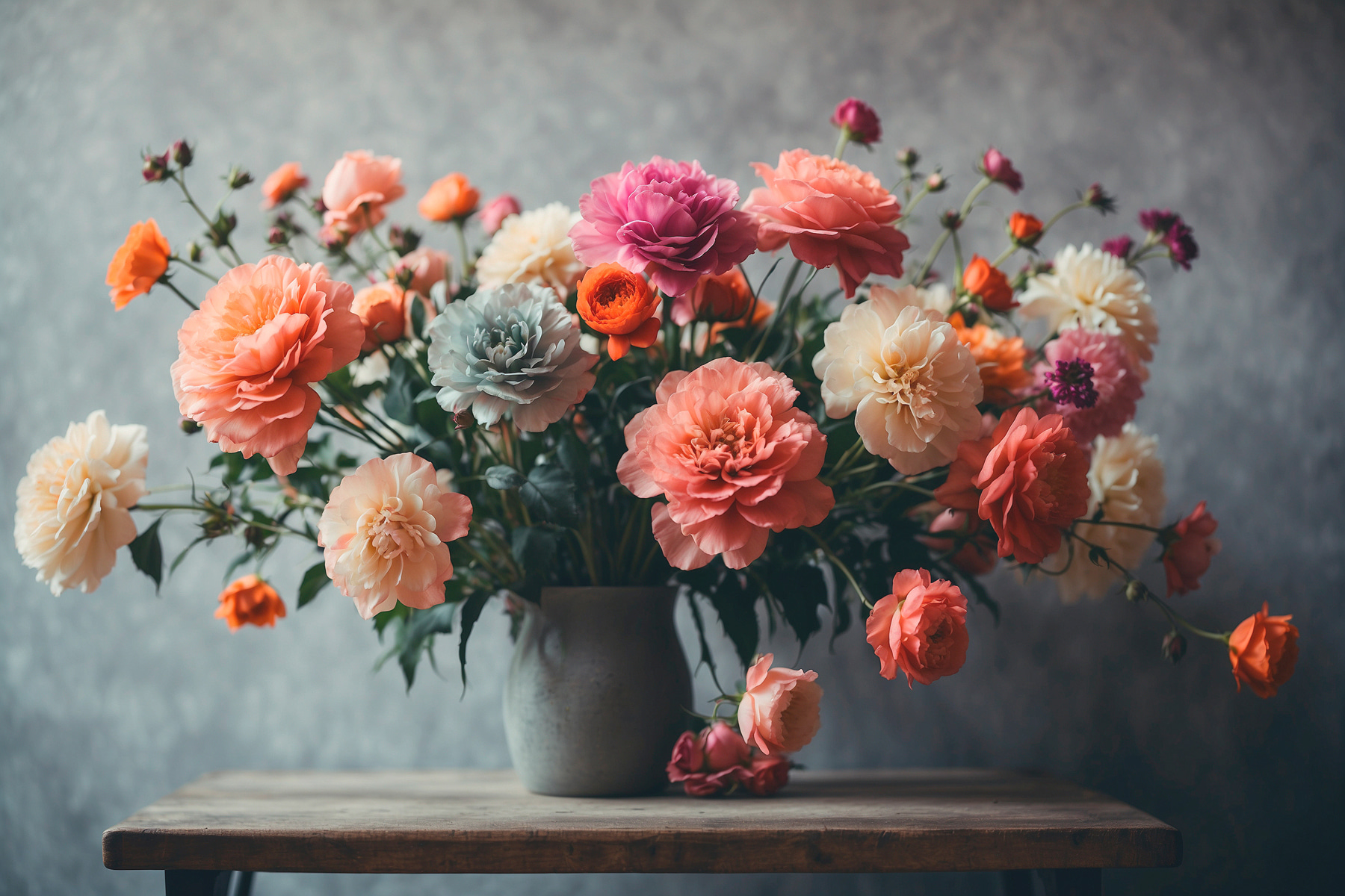 Vase of flowers on a table Vase of flowers on a table