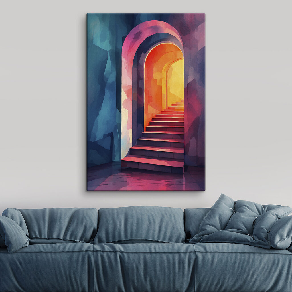 Colorful hallway with stairs Colorful hallway with stairs