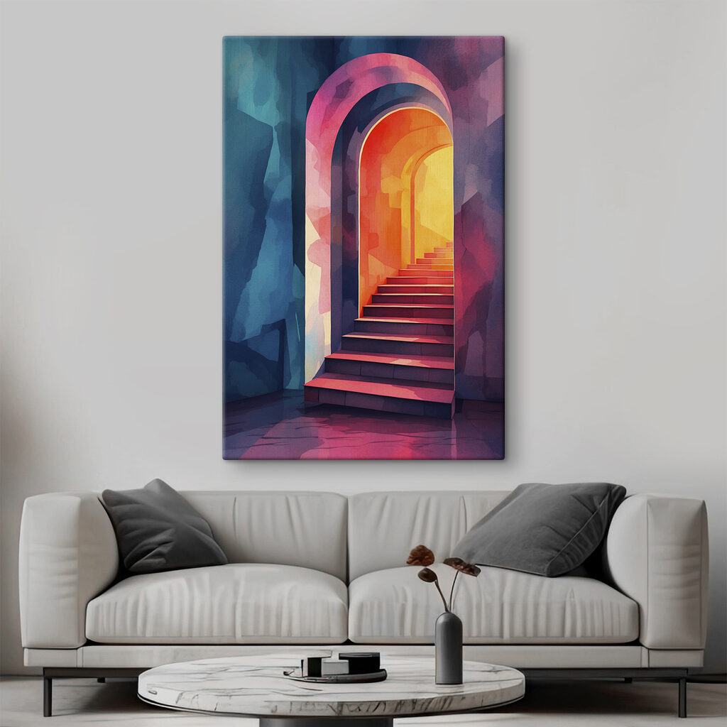 Colorful hallway with stairs Colorful hallway with stairs