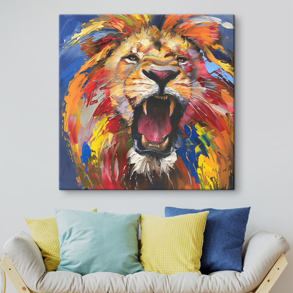 Lion with its mouth open