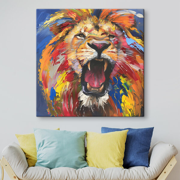 Lion with its mouth open