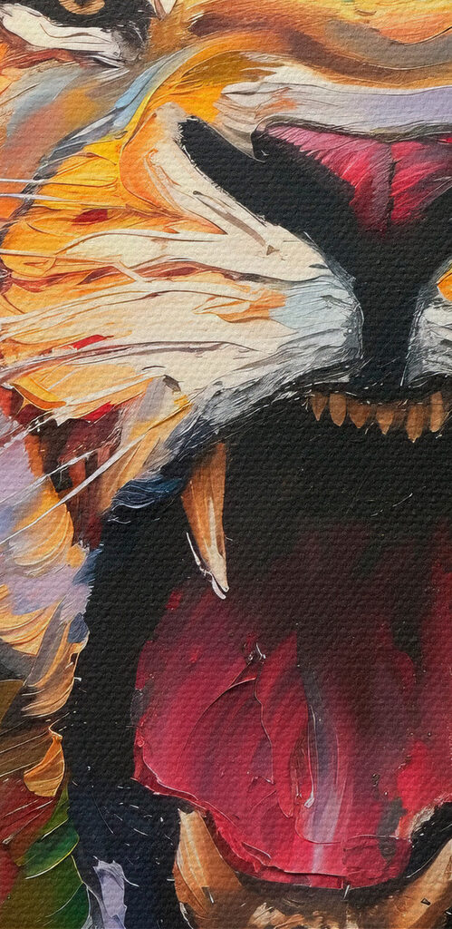 Lion with its mouth open