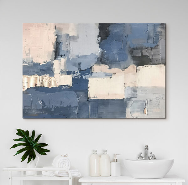 Painting of different shades of blue and white Painting of different shades of blue and white