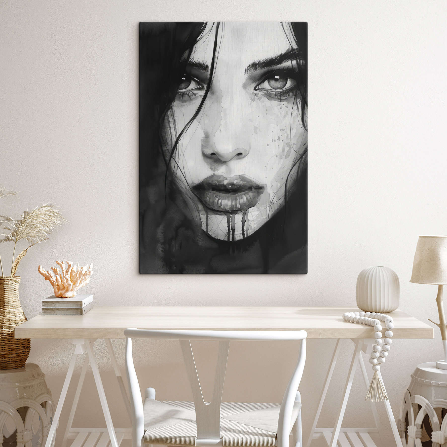 Woman with dark hair and a bloody face Woman with dark hair and a bloody face