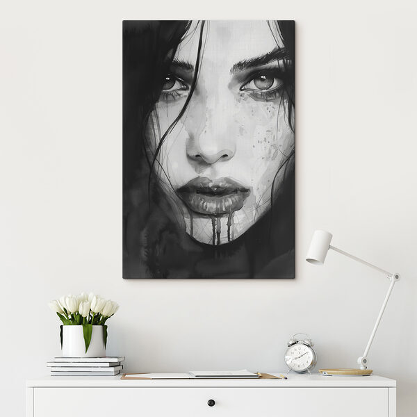 Woman with dark hair and a bloody face Woman with dark hair and a bloody face