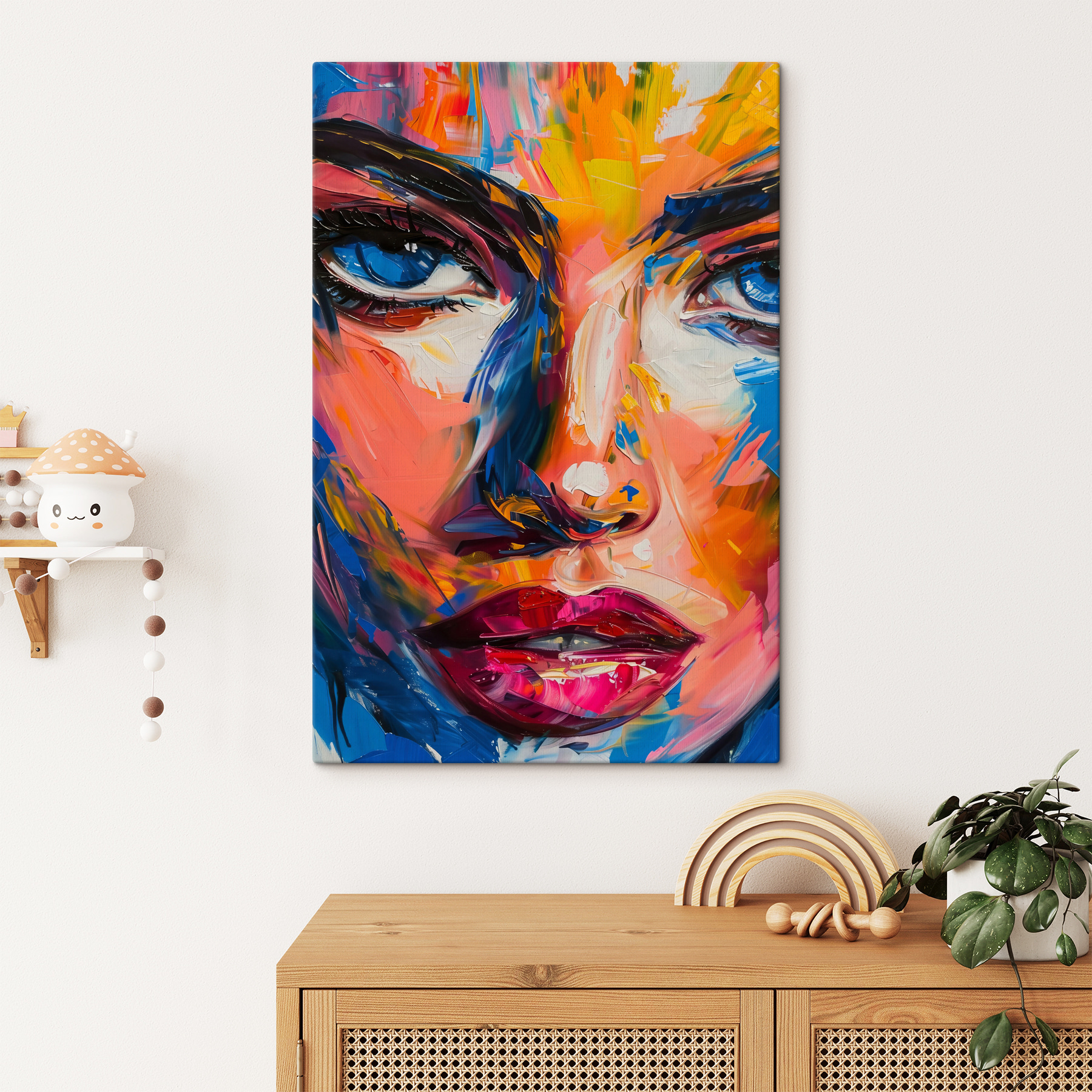 Painting of a woman's face Painting of a woman's face