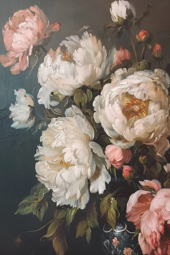 Painting of white and pink flowers Painting of white and pink flowers