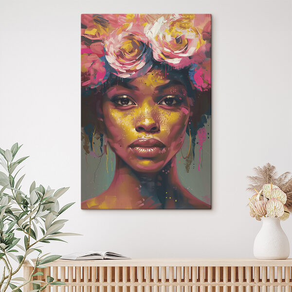 Cuadros Mujer con flores en el pelo (SKU: s39885) Cuadros Cuadros Mujer con flores en el pelo (SKU: s39885)