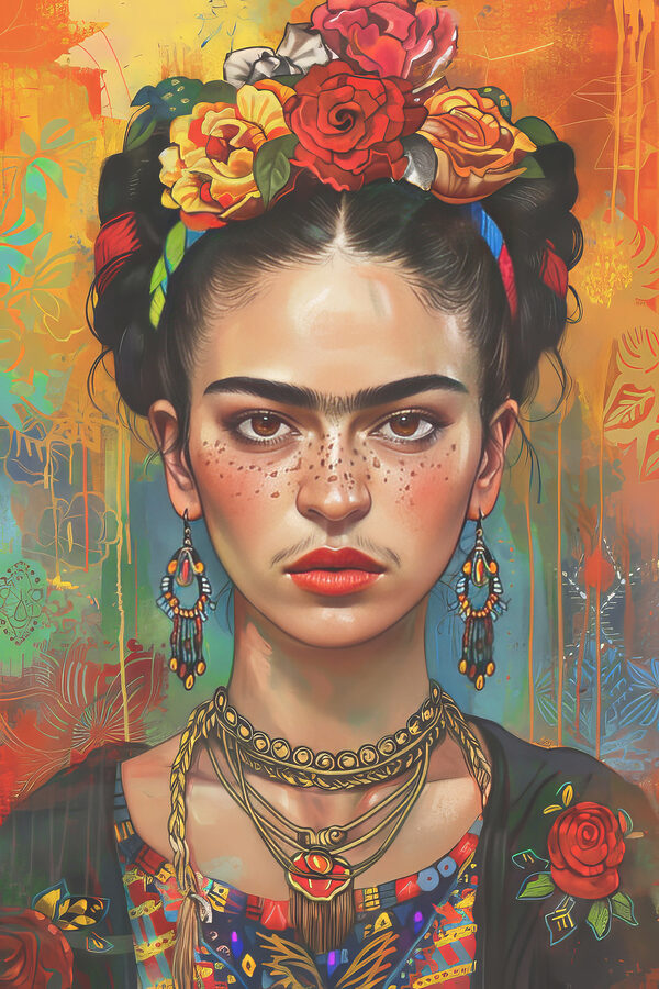 Woman with freckles and flowers in her hair Woman with freckles and flowers in her hair