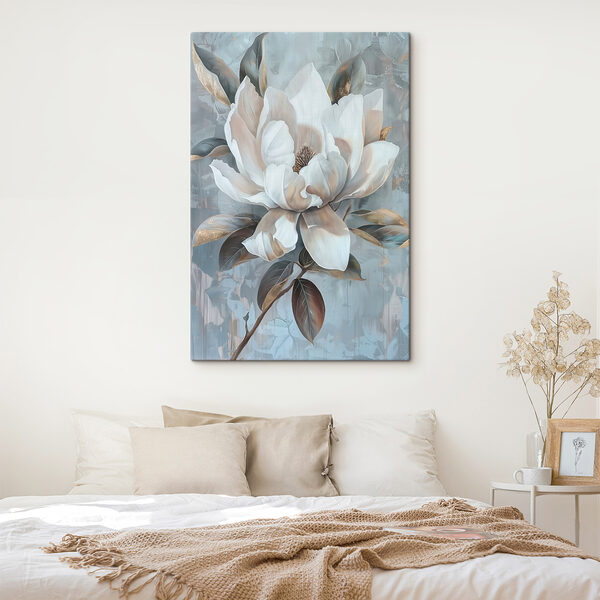 White flower with brown leaves
