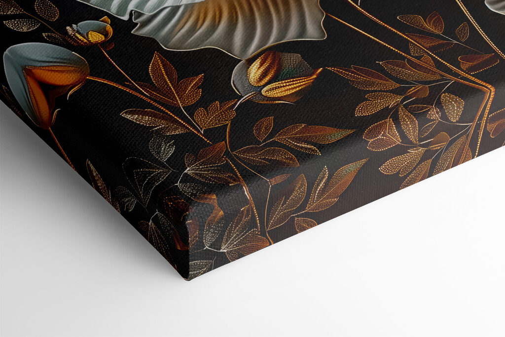 Wallpaper with flowers and leaves