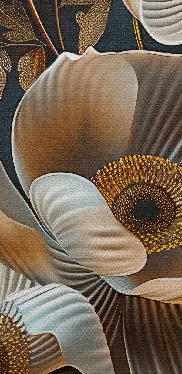 Wallpaper with flowers and leaves